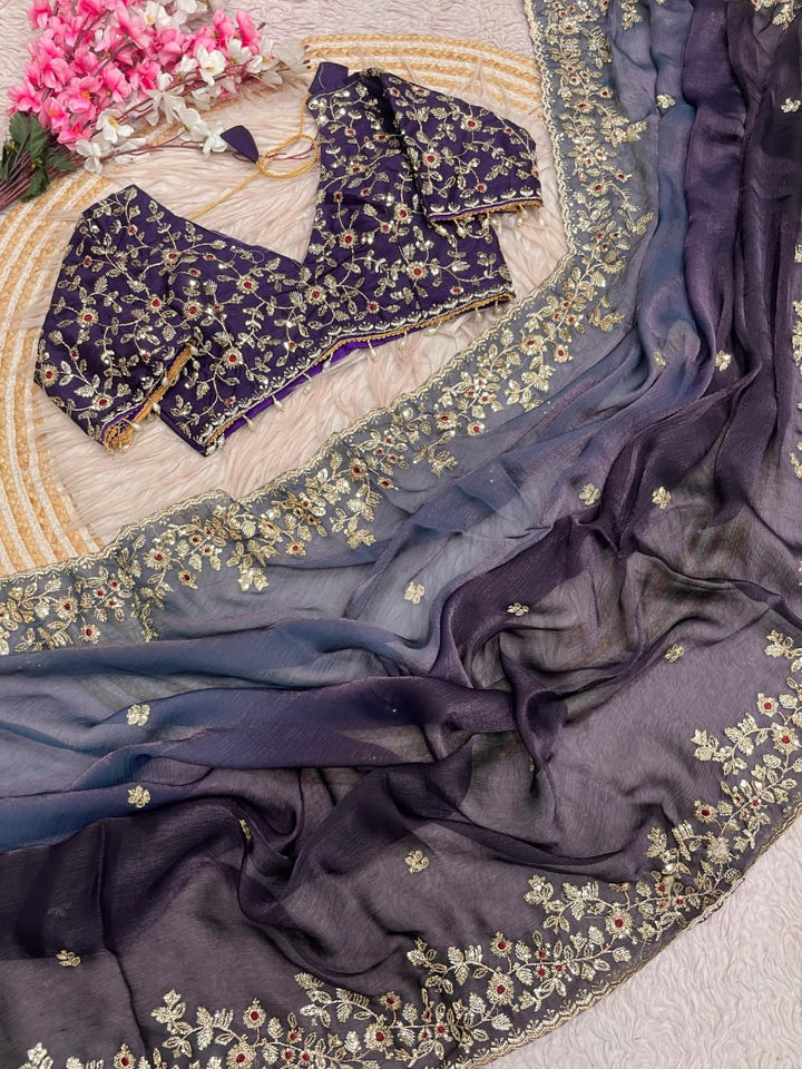 Spark Essence Designer Embroidery Silk Saree