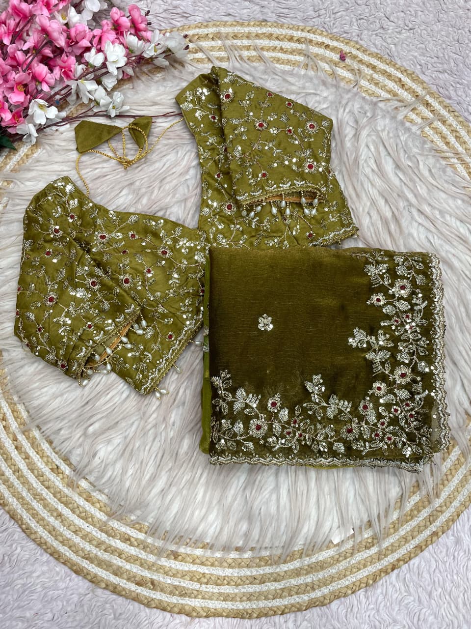 Spark Essence Designer Embroidery Silk Saree