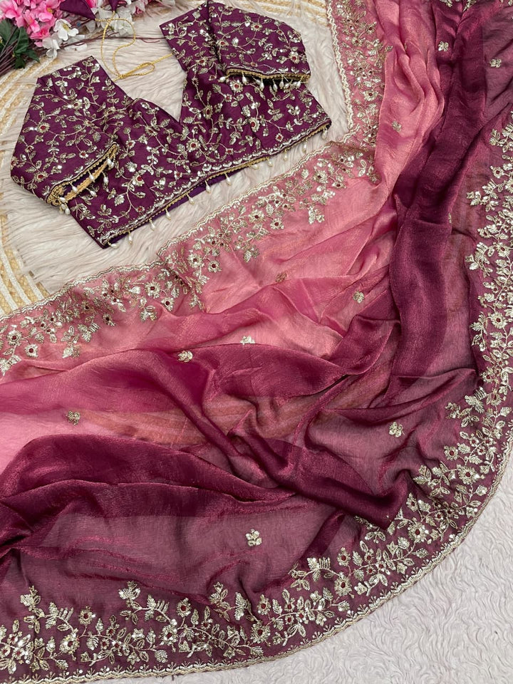 Spark Essence Designer Embroidery Silk Saree