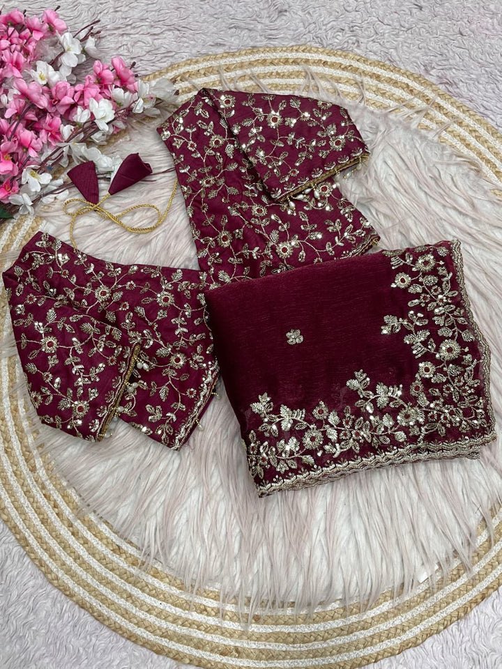 Spark Essence Designer Embroidery Silk Saree