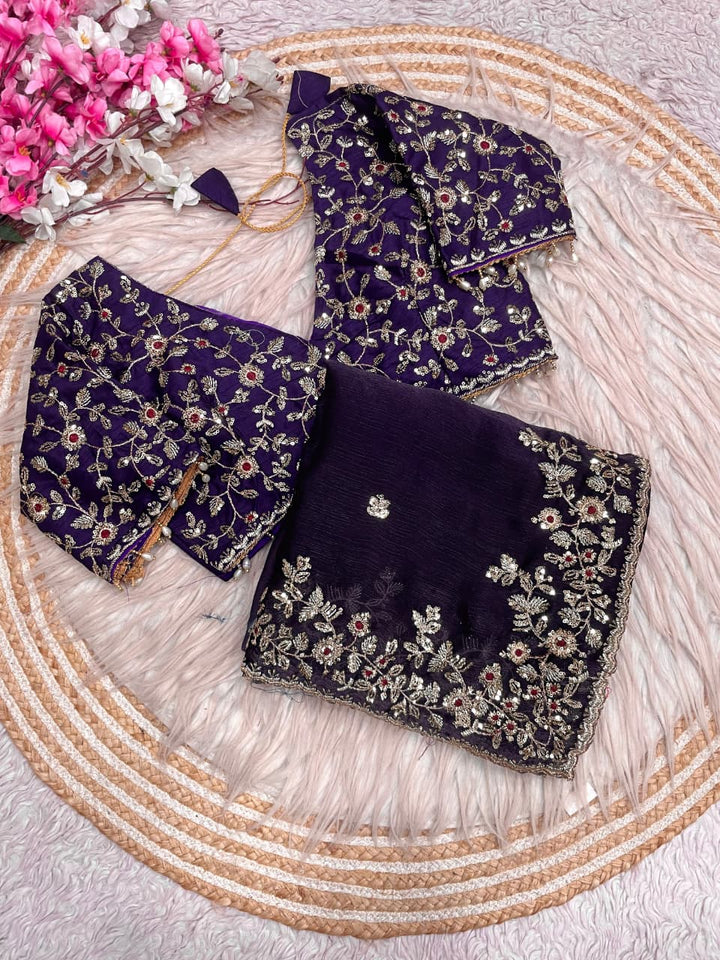 Spark Essence Designer Embroidery Silk Saree