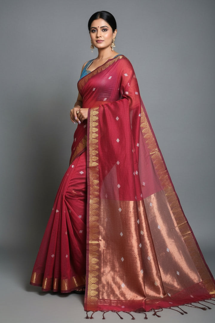 Golden Horizon Cotton Banarasi Saree