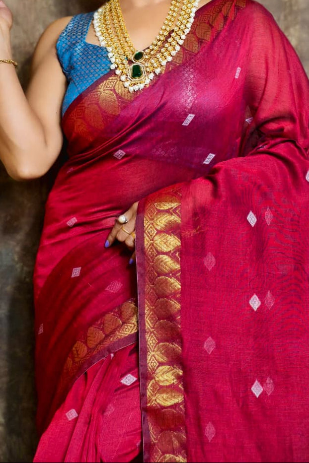 Golden Horizon Cotton Banarasi Saree