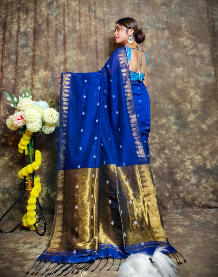 Golden Horizon Cotton Banarasi Saree
