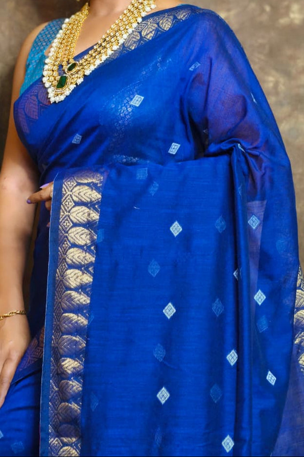 Golden Horizon Cotton Banarasi Saree