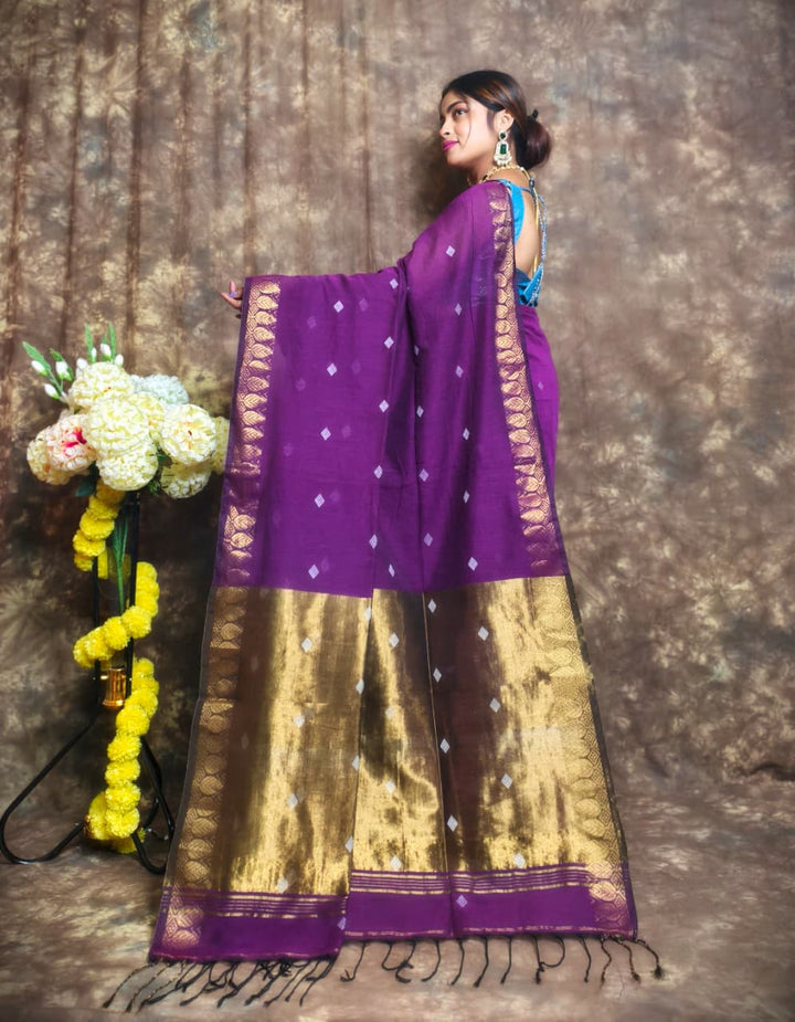 Golden Horizon Cotton Banarasi Saree