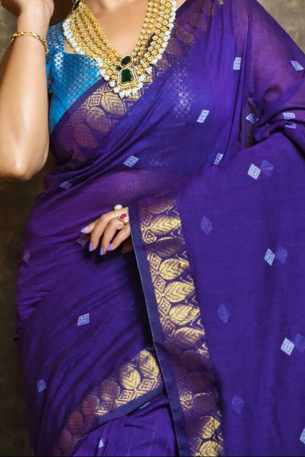 Golden Horizon Cotton Banarasi Saree