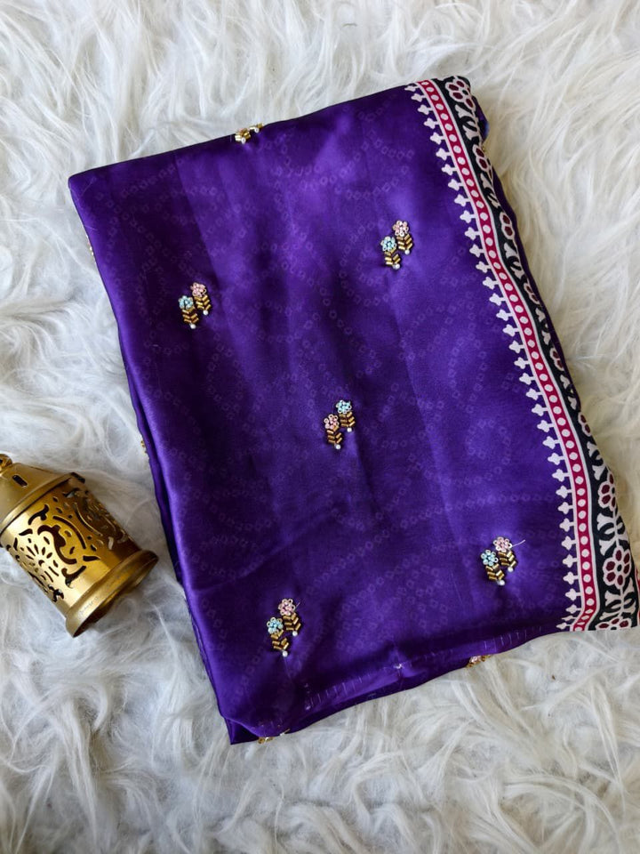 Emerald Glow Satin Dola Silk Saree