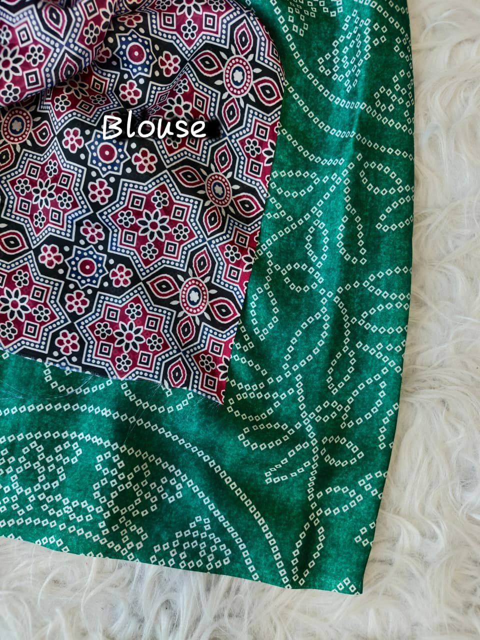 Emerald Glow Satin Dola Silk Saree