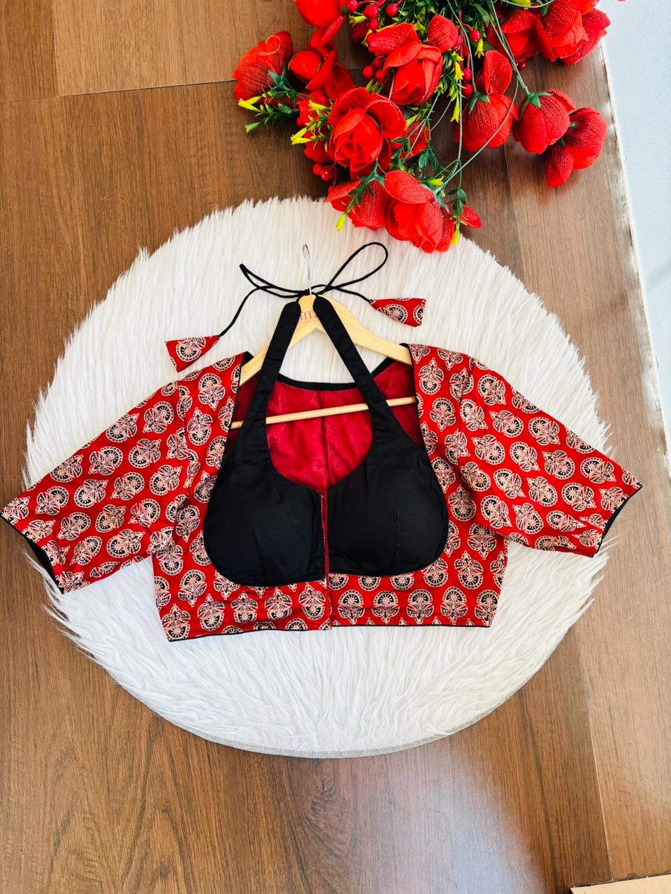 Rupavarna Ajrakh Masaba Blouse