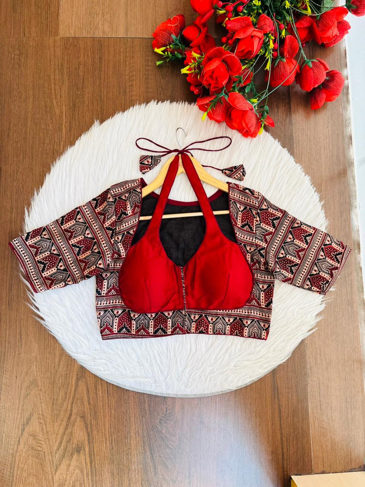Rupavarna Ajrakh Masaba Blouse