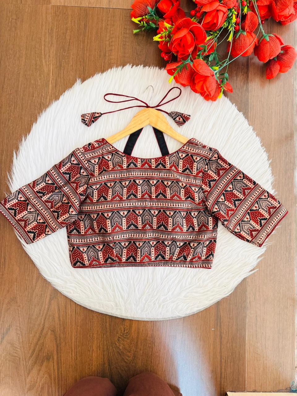 Rupavarna Ajrakh Masaba Blouse