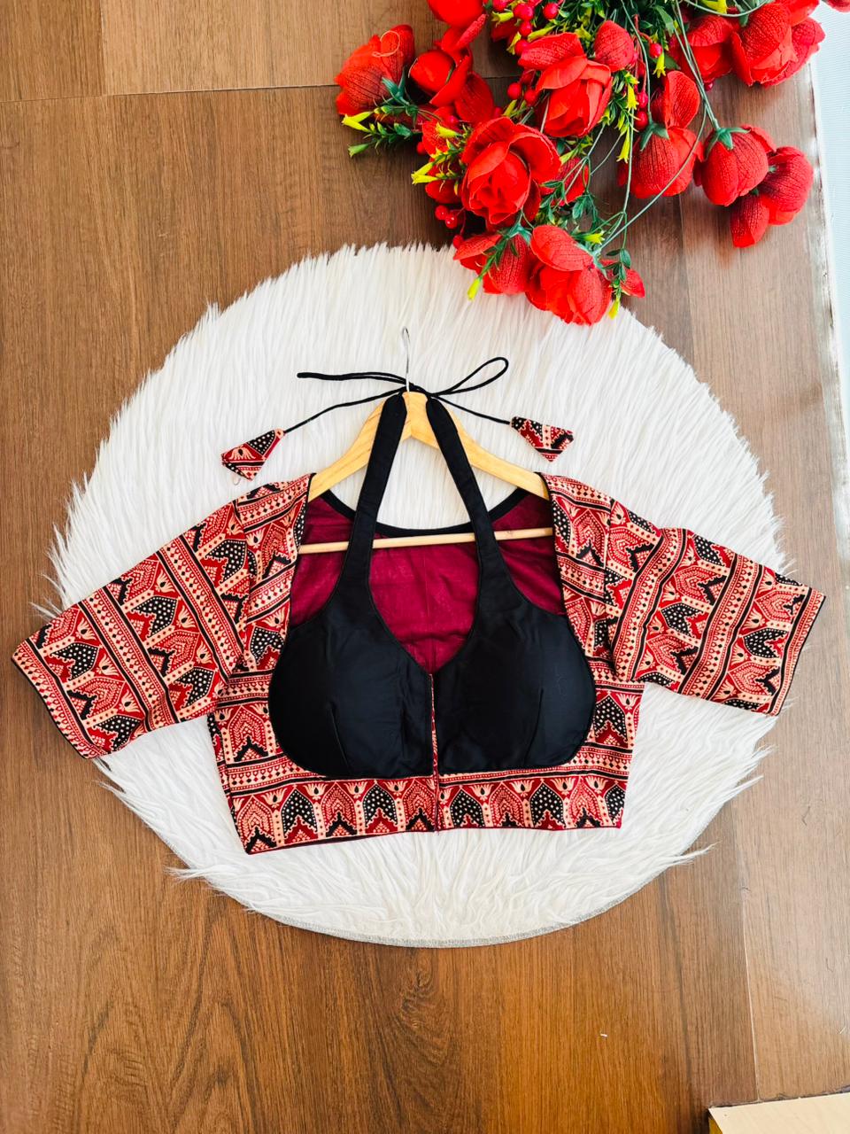 Rupavarna Ajrakh Masaba Blouse