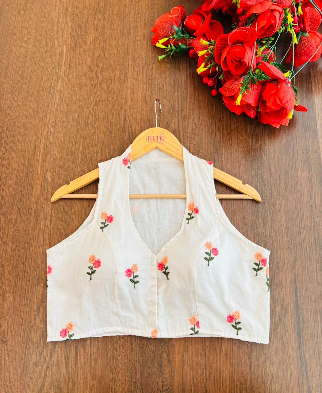 Dealing In Embroidery - Halter neck Blouse