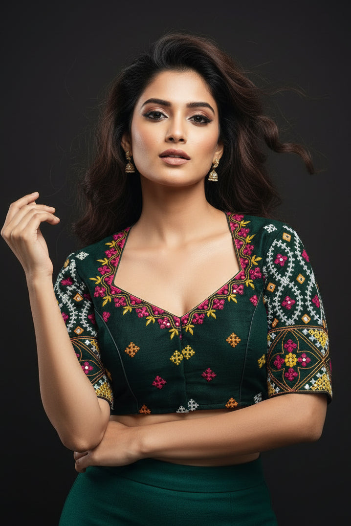 Kutch Style Vichitra Silk Blouse