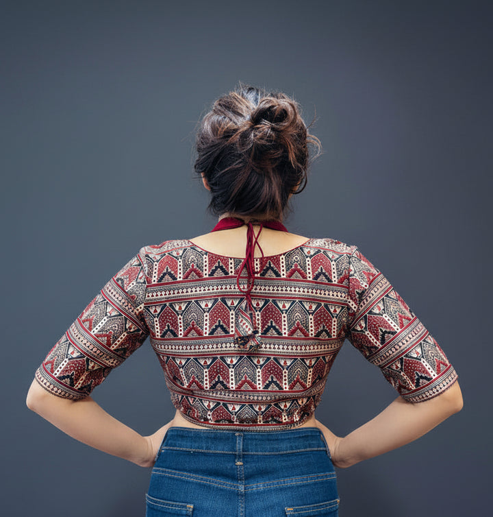 Rupavarna Ajrakh Masaba Blouse
