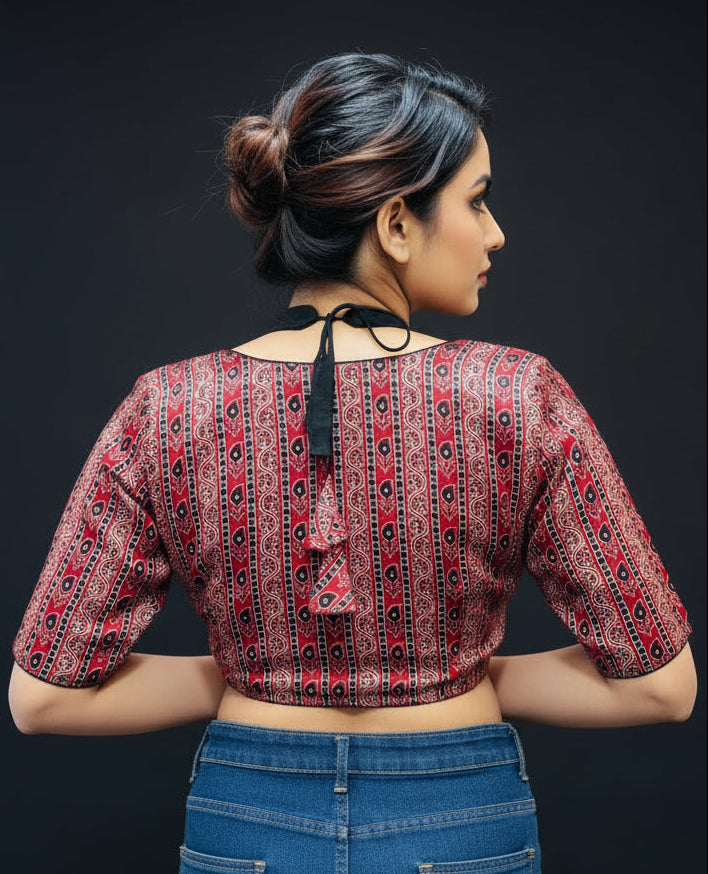 Rupavarna Ajrakh Masaba Blouse
