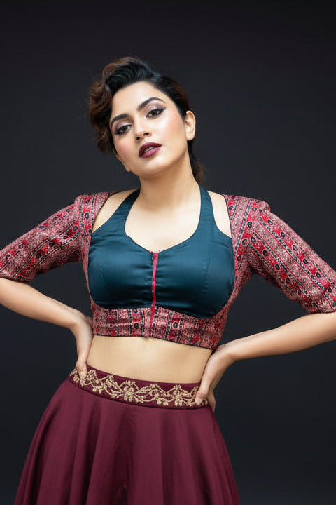 Rupavarna Ajrakh Masaba Blouse