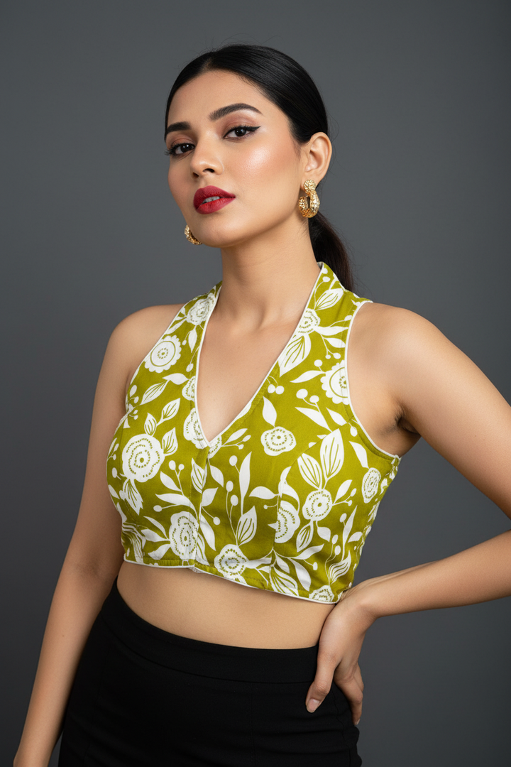 Color Pop Halter Neck Blouse