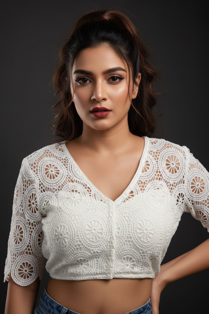 Whimsical Weave Crochet Blouse