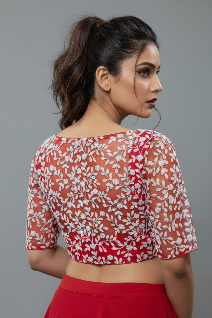Glow in Solitude Designer Net Blouse