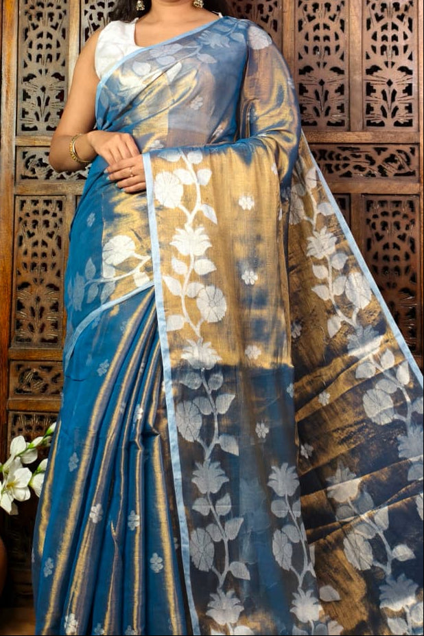Shyamoli Floral Weave Tissue Saree