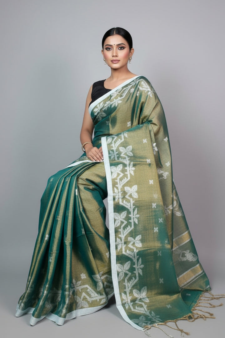 Rajat Pushpika Weave Tissue Saree