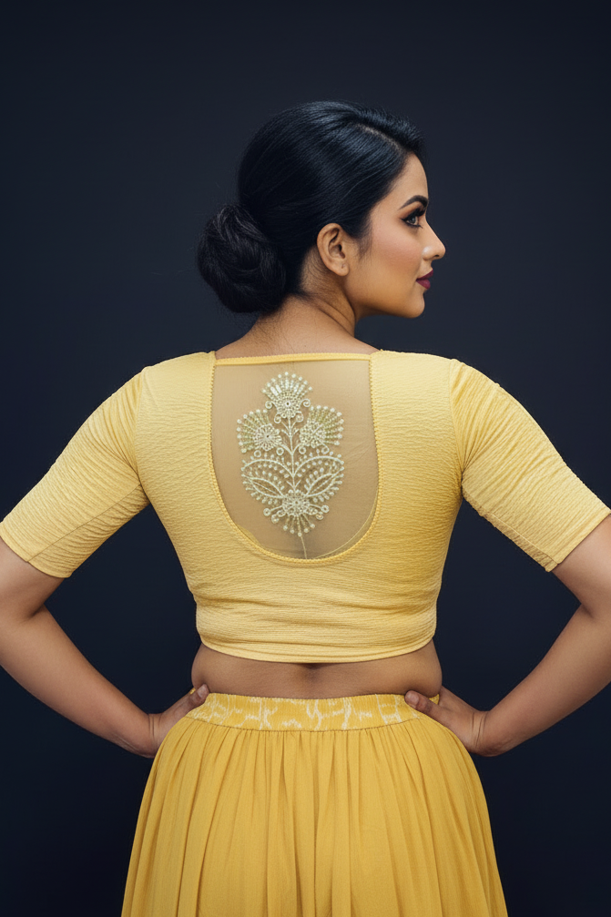 Heritage Glow-Stretchable Knitted Blouse
