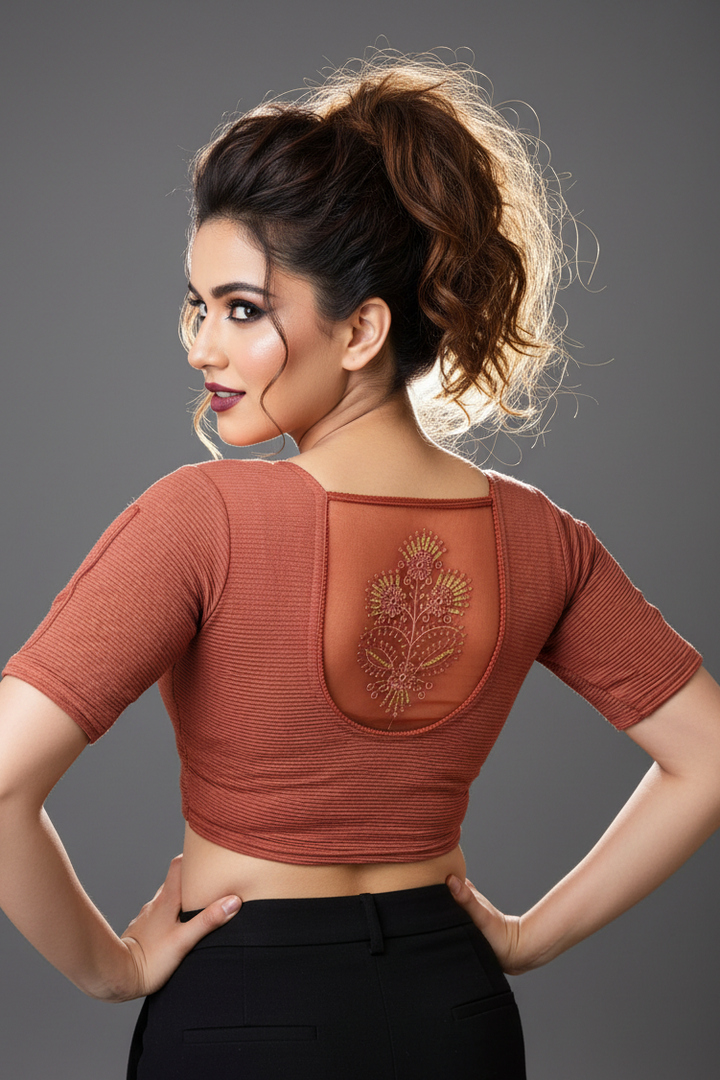 Heritage Glow-Stretchable Knitted Blouse
