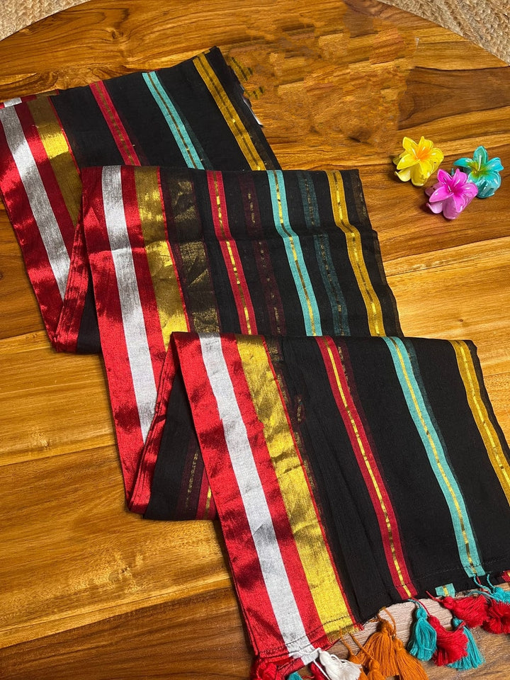 Colorful In Stripes Mul Cotton Saree