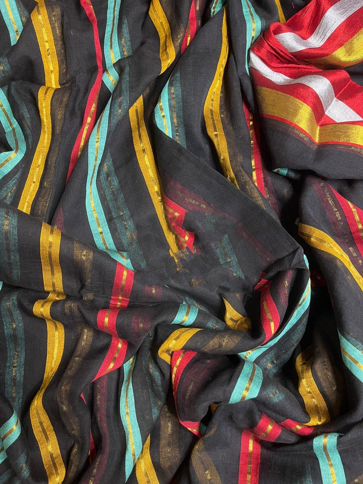 Colorful In Stripes Mul Cotton Saree