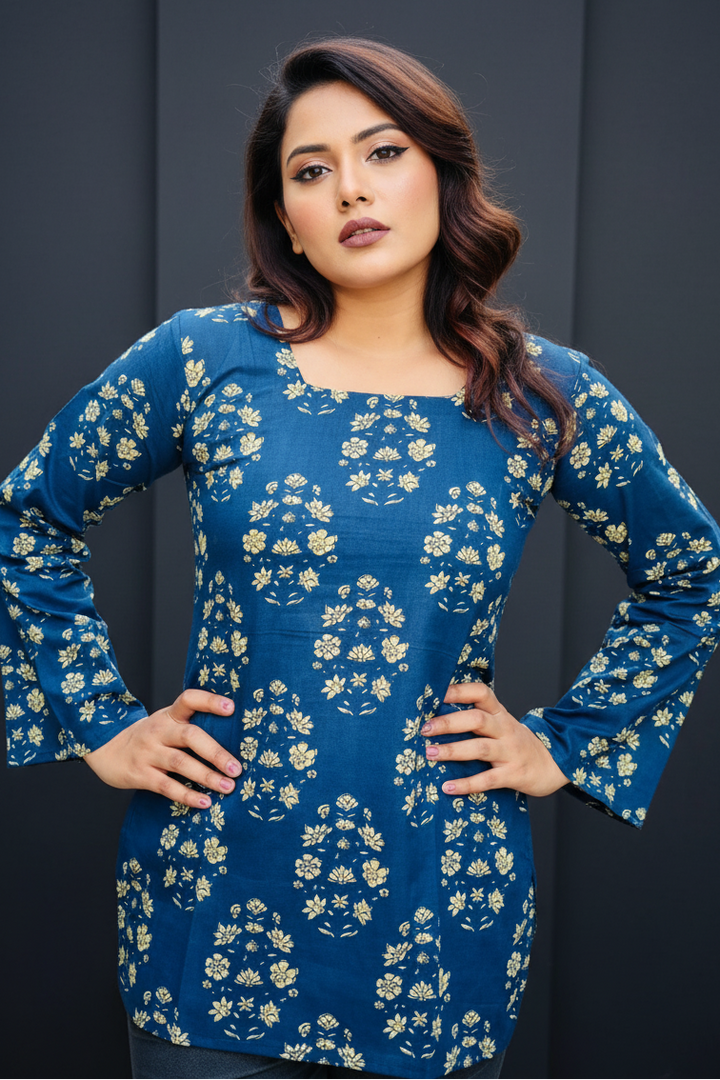 Classy Blue -Pure Cotton Kurti