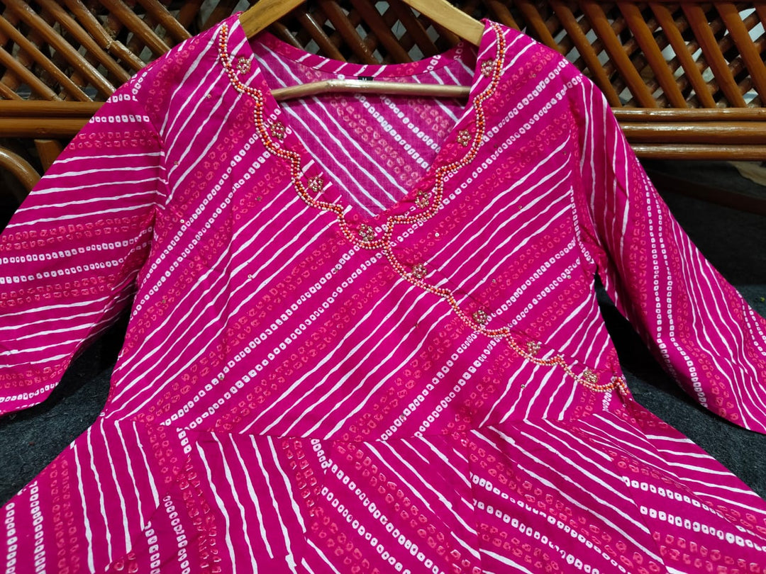 Leherika Anarkali Cotton Kurti Set