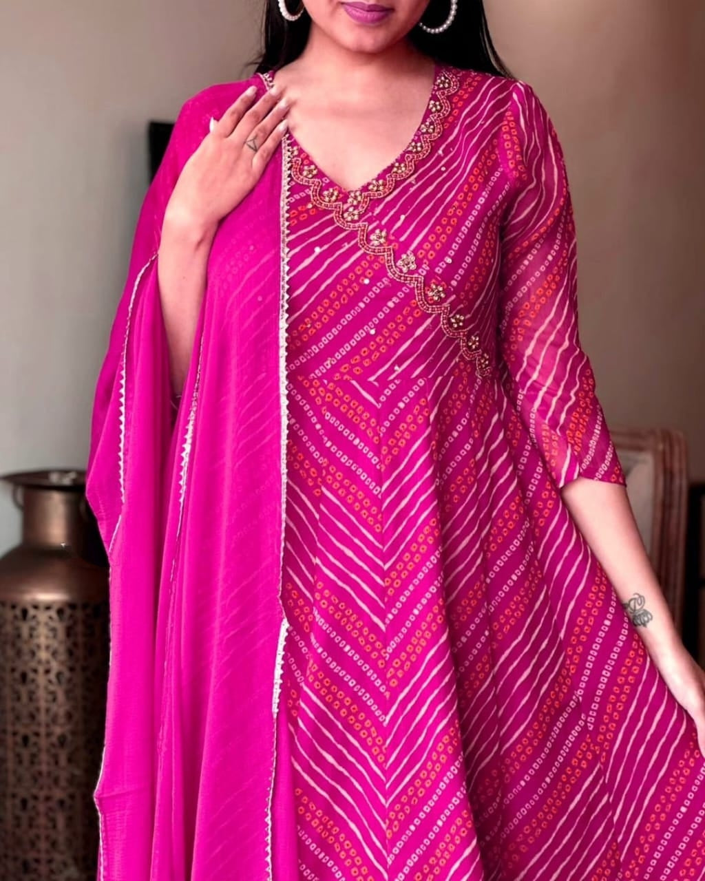 Leherika Anarkali Cotton Kurti Set