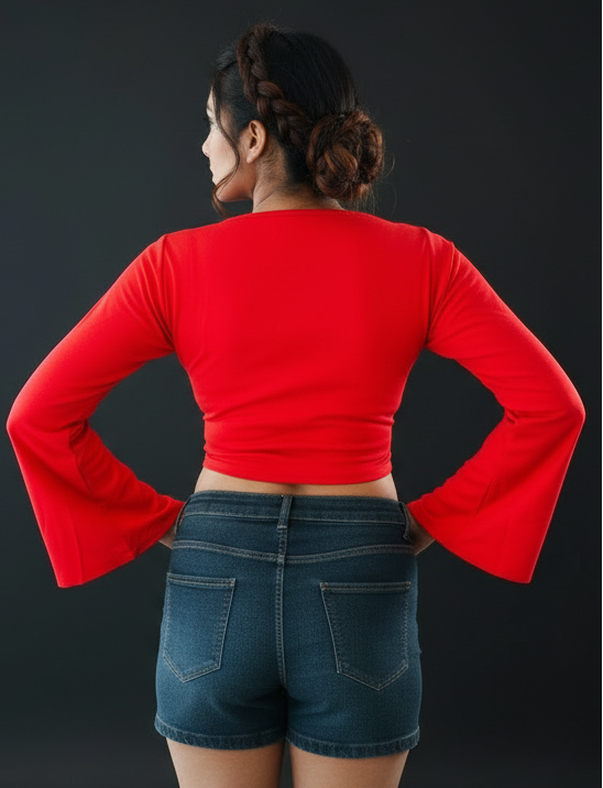 80s Style Crop Western Top