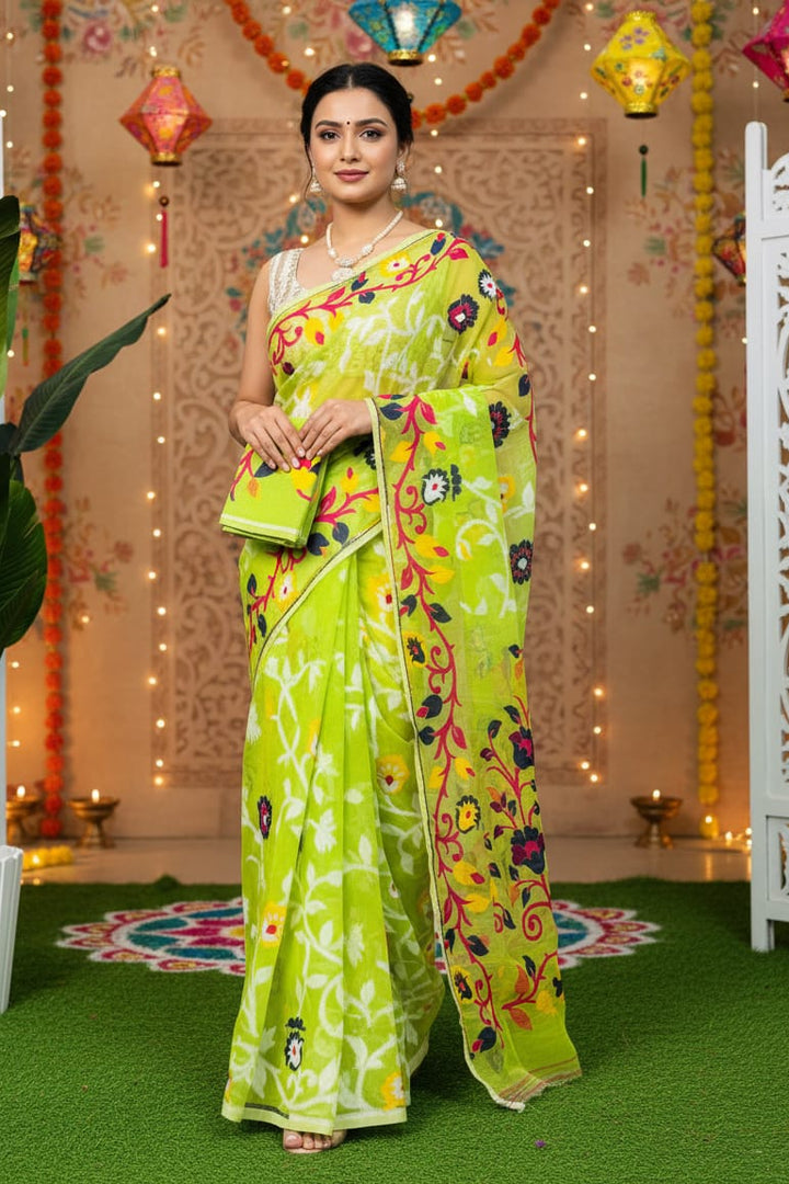 Neel Megh Dhakai Jamdani Saree