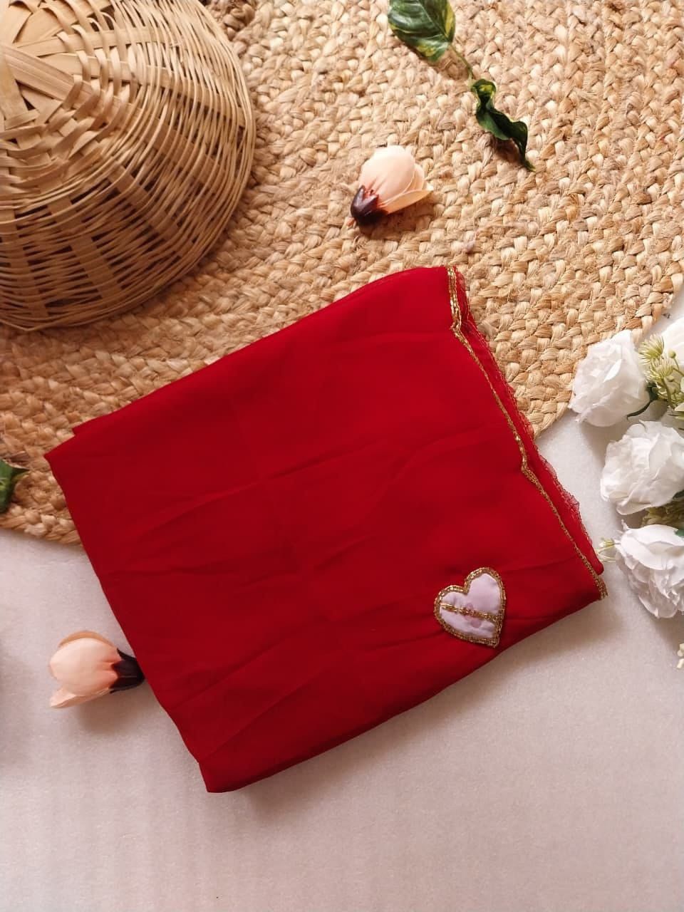 Scarlet Heartline Georgette Silk Saree