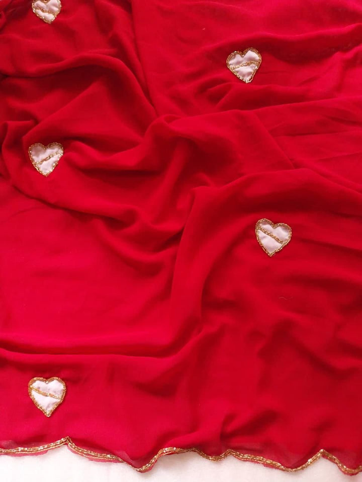 Scarlet Heartline Georgette Silk Saree