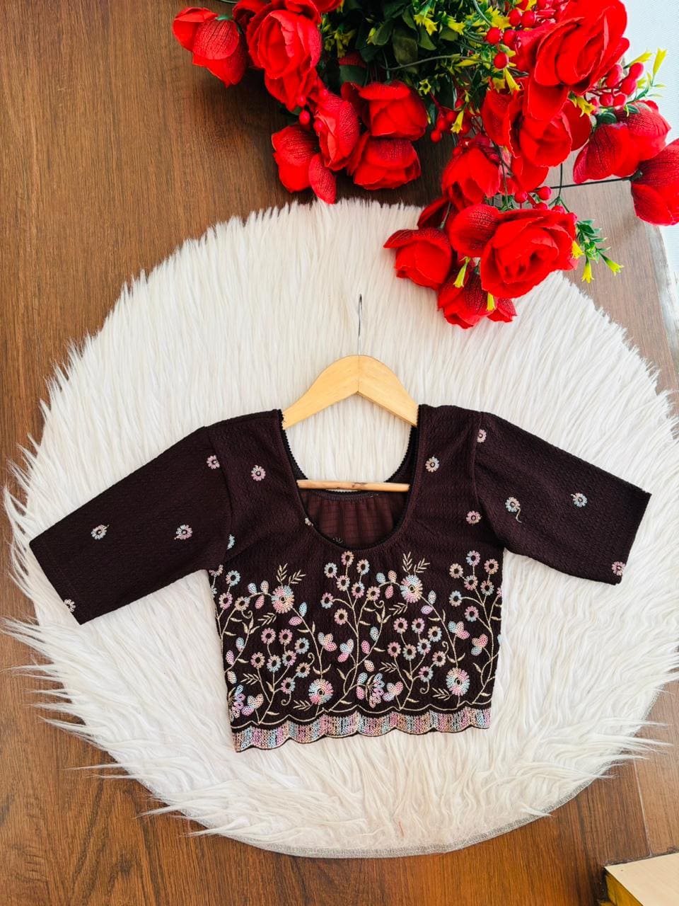 Finest of fine- Floral Stretchable Knitted Blouse