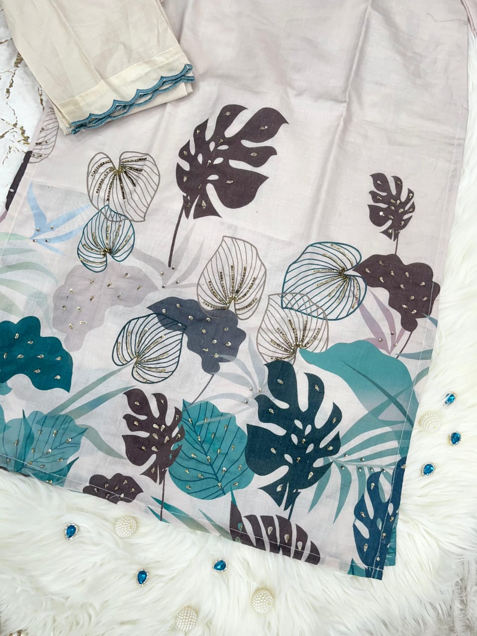Lotus Whisper Linen Kurti Set