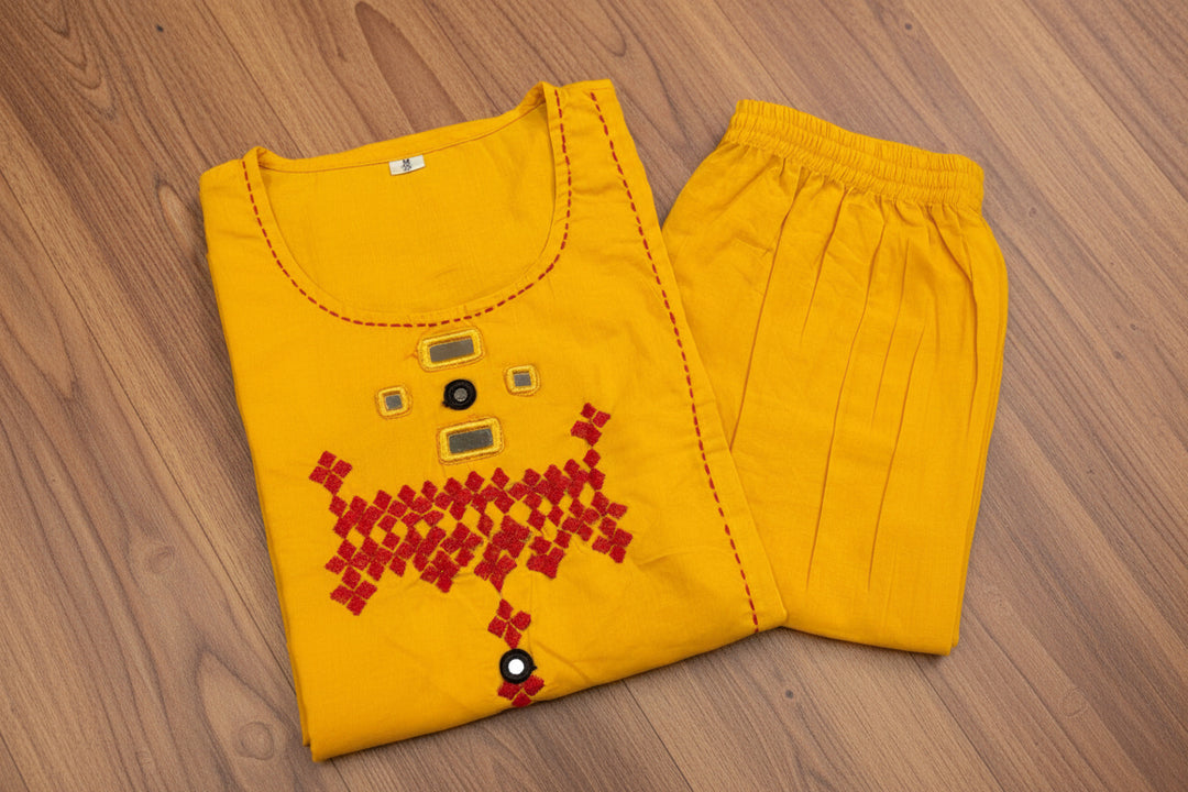 Royal Bloom Cotton Kurti Set