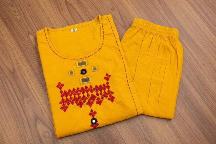 Royal Bloom Cotton Kurti Set