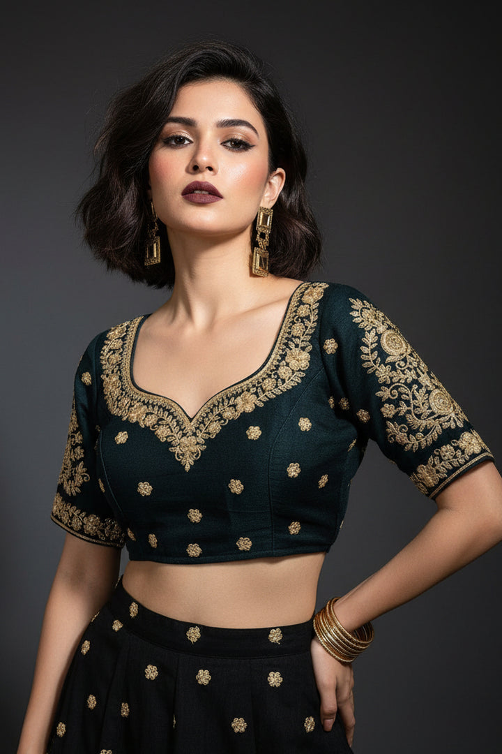 Emerald Vine Zari New Designer Blouse