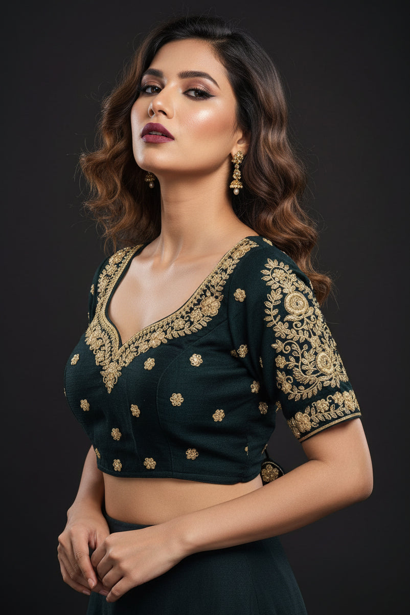 Emerald Vine Zari New Designer Blouse