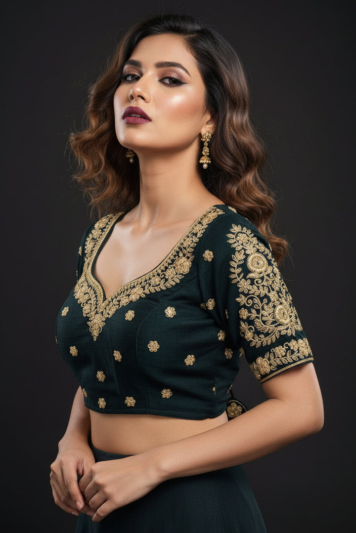 Emerald Vine Zari New Designer Blouse