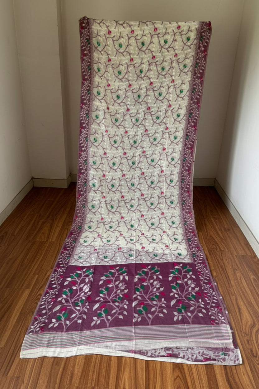 Kolkata Komol Cotton Silk Saree ( Purple )