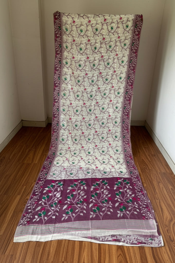Kolkata Komol Cotton Silk Saree ( Purple )