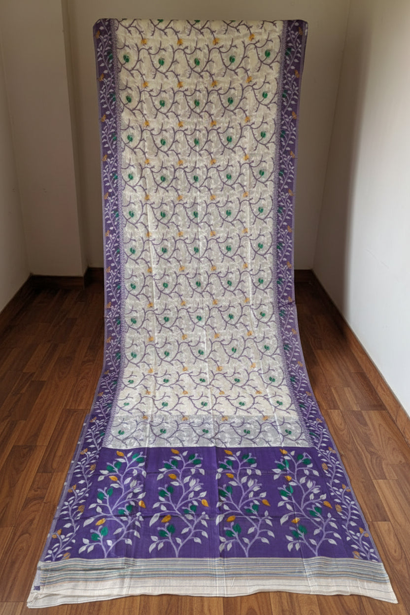 Kolkata Komol Cotton Silk Saree ( Violet)