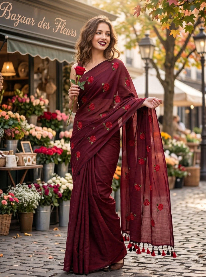 গোলাপ ফুল তোমার জন্য(Khadi Cotton Saree)