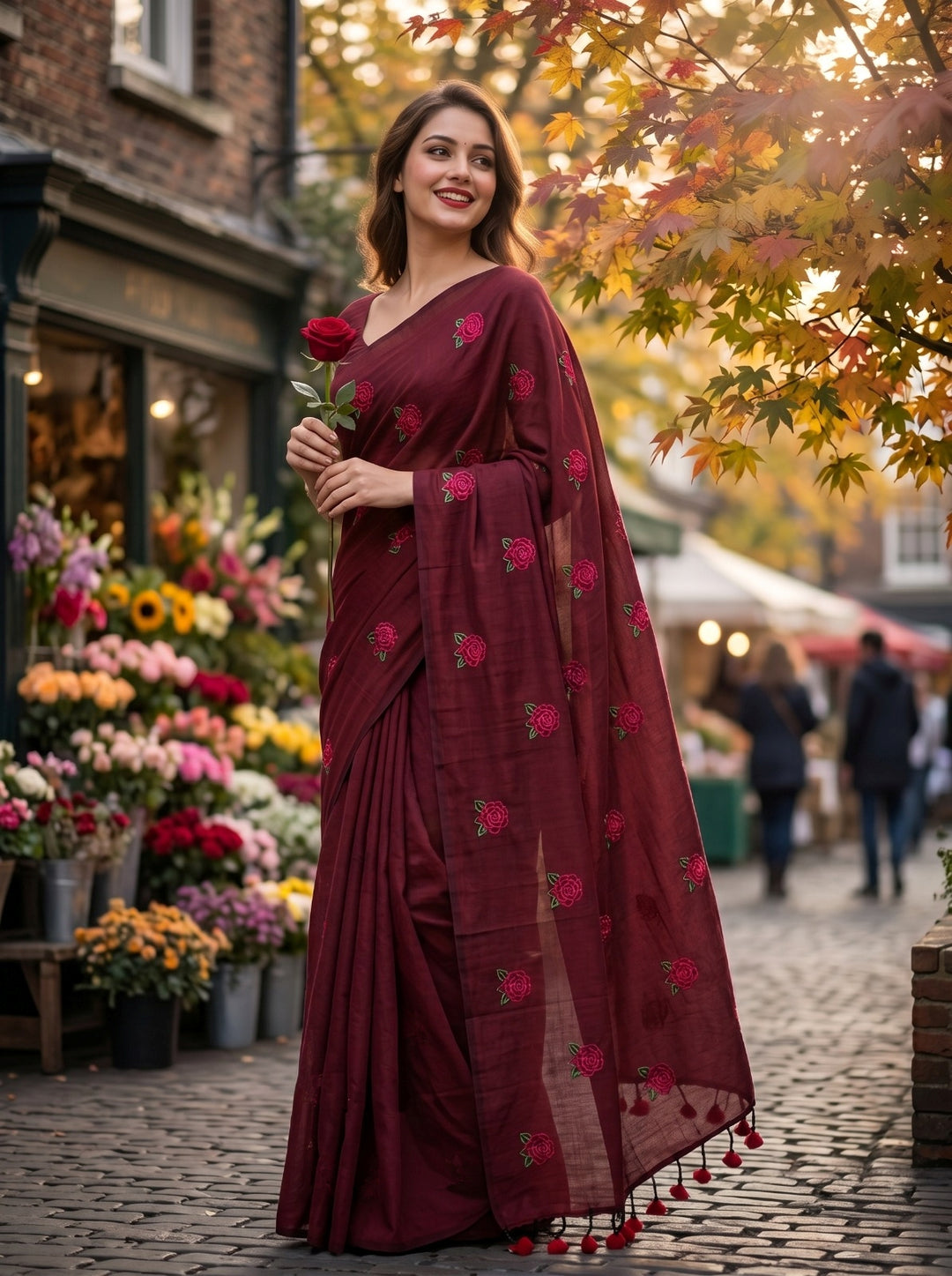 গোলাপ ফুল তোমার জন্য(Khadi Cotton Saree)